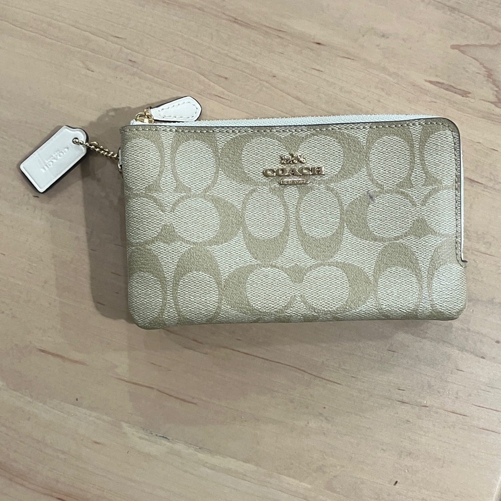 Coach Gold and Cream Signature Wristlet